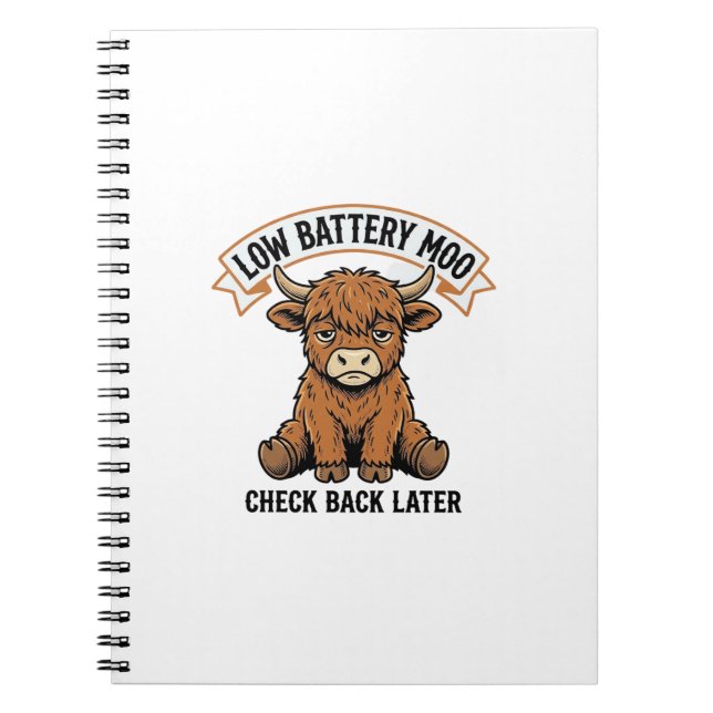 Grumpy Highland Cow Funny Offline Mood Shirt Notebook (Front)