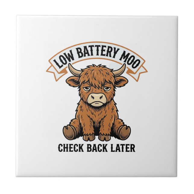 Grumpy Highland Cow Funny Offline Mood Shirt Tile (Front)