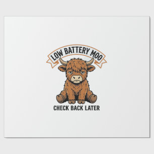 Grumpy Highland Cow Funny Offline Mood Shirt Wrapping Paper