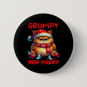 Grumpy Is The New Merry Christmas Cat Sarcastic Cu 6 Cm Round Badge