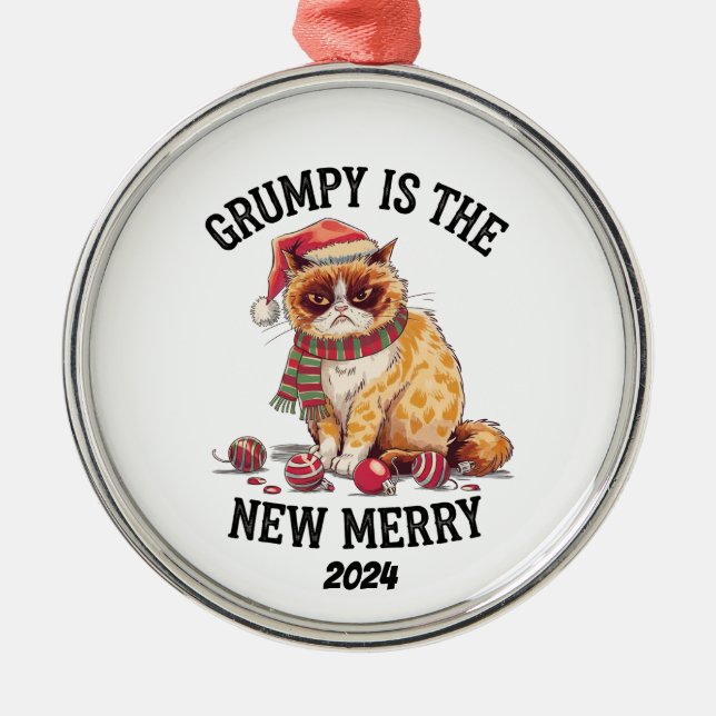 Grumpy Is The New Merry Metal Tree Decoration (Front)
