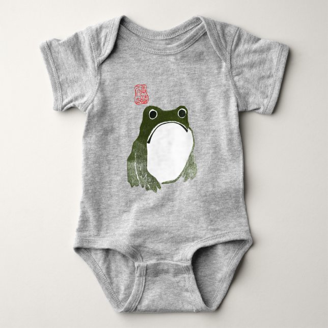 Grumpy Japanese Frog Toad 19th Century  Baby Bodysuit (Front)