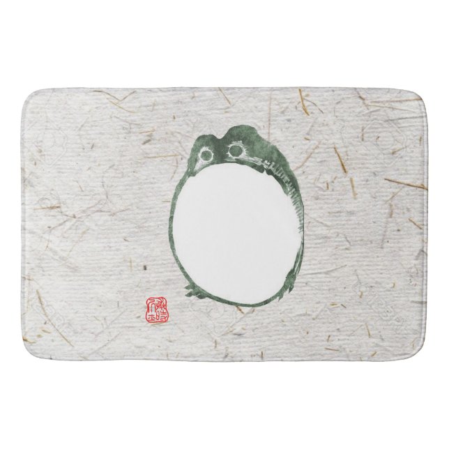 Grumpy Japanese Frog Toad 19th Century  Bath Mat (Front)