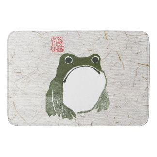 Grumpy Japanese Frog Toad 19th Century Bath Mat