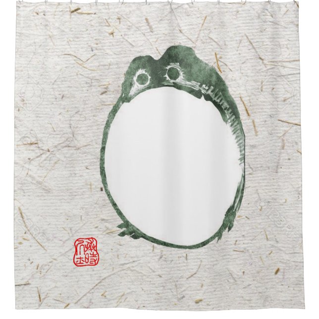 Grumpy Japanese Frog Toad 19th Century  Shower Curtain (Front)