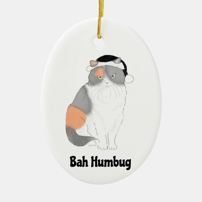 Grumpy Katie bah humbug Christmas tree decoration (Front)