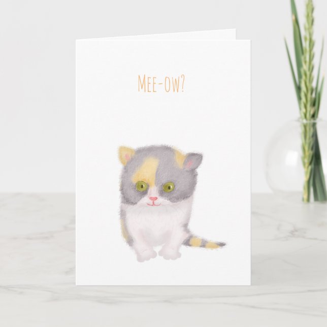 Grumpy Katie kitten get well card (Front)