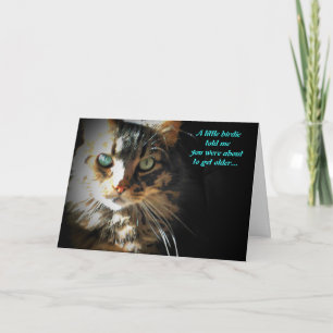 Grumpy Kitty Eats Birdy birthday card
