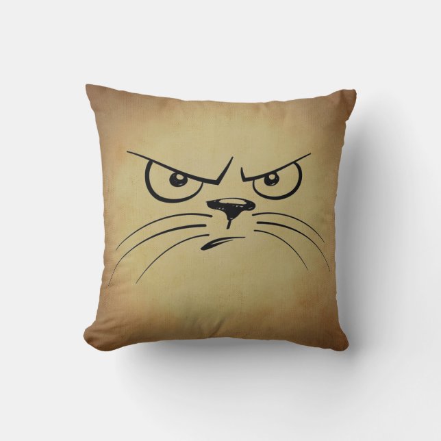 Grumpy Kitty Throw Pillow 16" x 16" (Front)