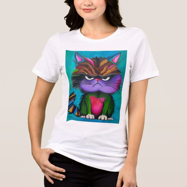 Grumpy Kitty Woman's T-shirt Tri-Blend Shirt (Front)