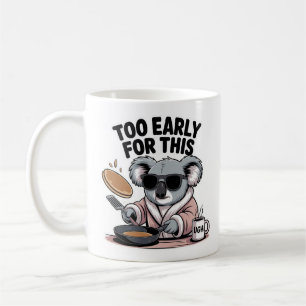 Grumpy Koala in Sunglasses Making Pancakes Funny Coffee Mug