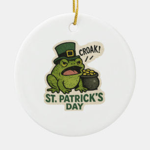 Grumpy Leprechaun Frog St.Patrick's Day Ceramic Tree Decoration