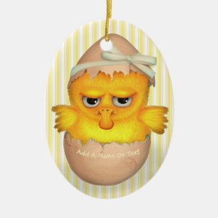 Grumpy Little Chick Ceramic Tree Decoration