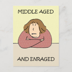 Grumpy Middle Aged Lady Cartoon Humor Postcard