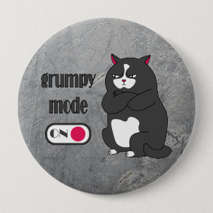 Grumpy mode on funny fat cat  10 cm round badge