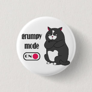Grumpy mode on funny fat cat   3 cm round badge