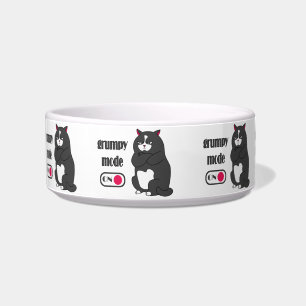 Grumpy mode on funny fat cat bowl