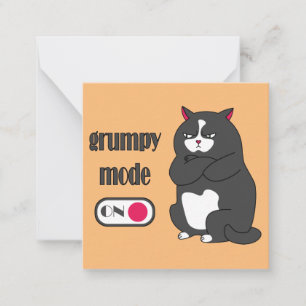 Grumpy mode on funny fat cat card