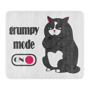 Grumpy mode on funny fat cat  cutting board