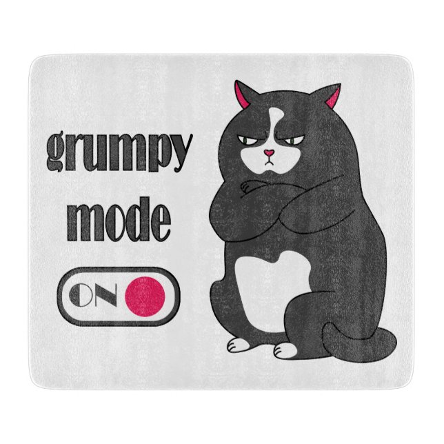Grumpy mode on funny fat cat  cutting board (Front)