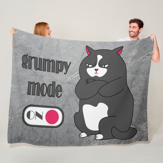 Grumpy mode on funny fat cat  fleece blanket (In Situ)