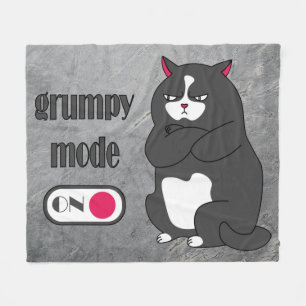 Grumpy mode on funny fat cat fleece blanket
