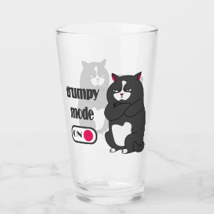 Grumpy mode on funny fat cat glass