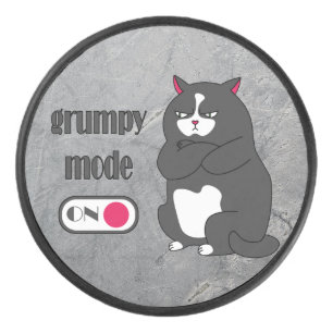 Grumpy mode on funny fat cat   hockey puck