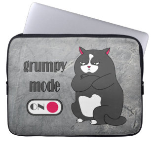 Grumpy mode on funny fat cat   laptop sleeve