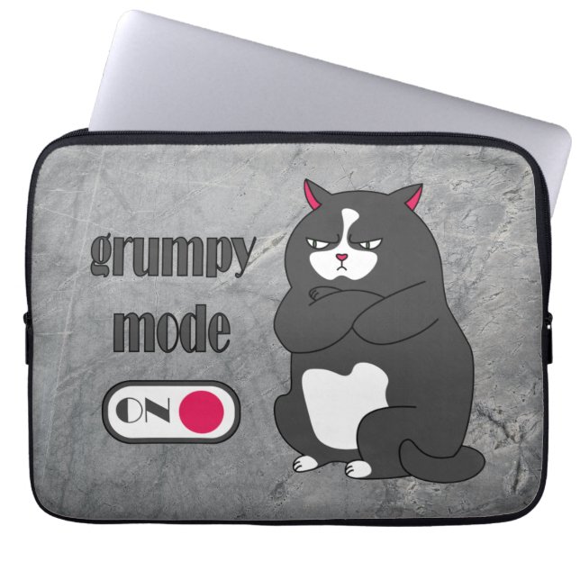 Grumpy mode on funny fat cat   laptop sleeve (Front)