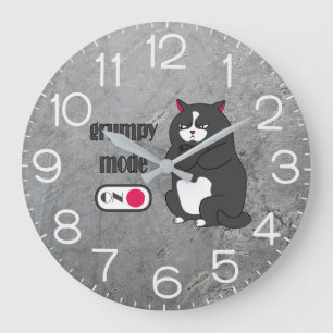 Grumpy mode on funny fat cat large clock