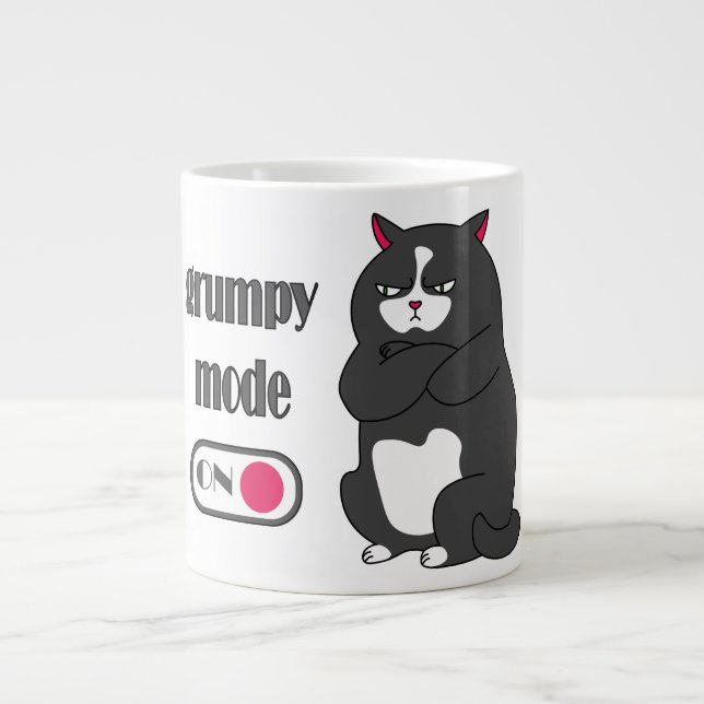 Grumpy mode on funny fat cat   large coffee mug (Front)