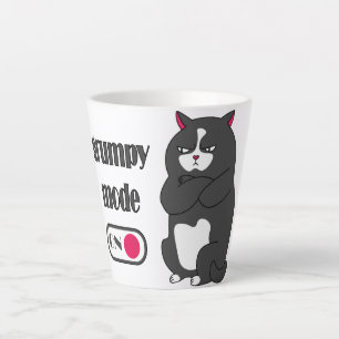 Grumpy mode on funny fat cat   latte mug