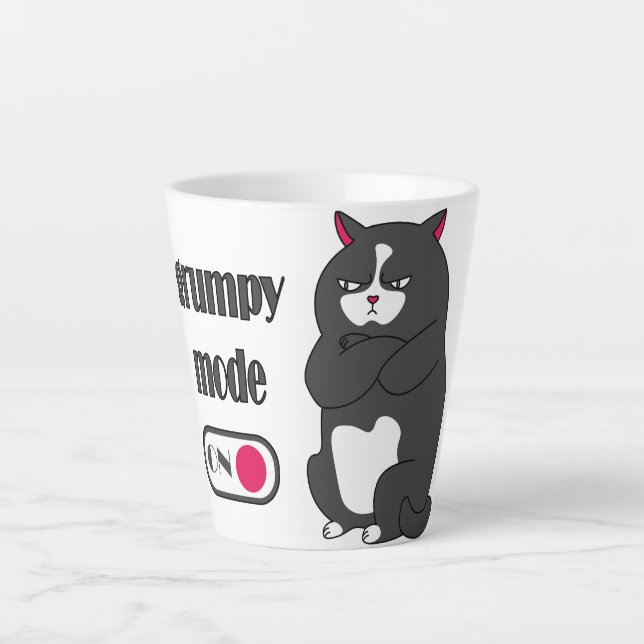 Grumpy mode on funny fat cat   latte mug (Front)