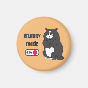Grumpy mode on funny fat cat   magnet