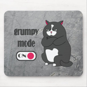 Grumpy mode on funny fat cat  mouse mat