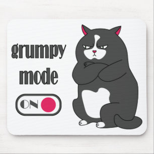 Grumpy mode on funny fat cat  mouse mat