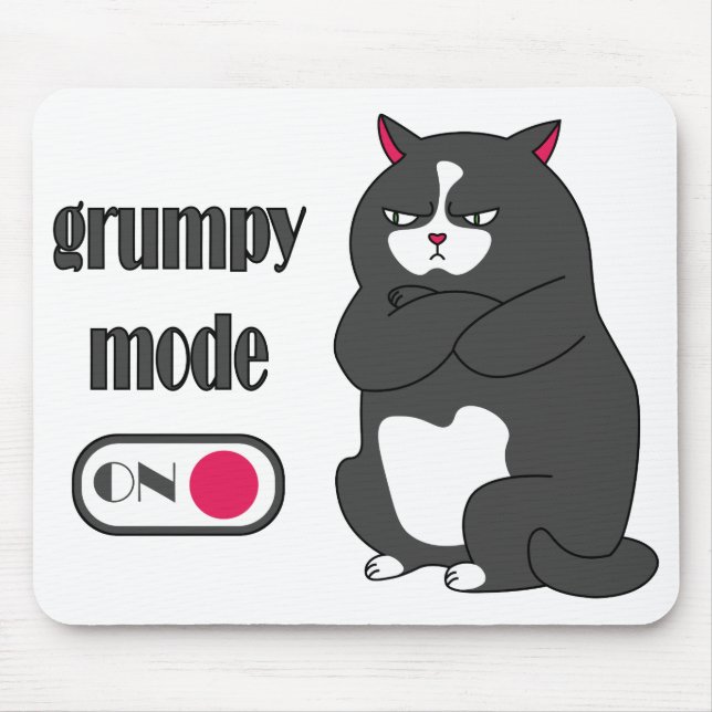 Grumpy mode on funny fat cat  mouse mat (Front)
