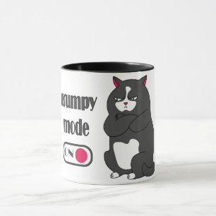 Grumpy mode on funny fat cat mug