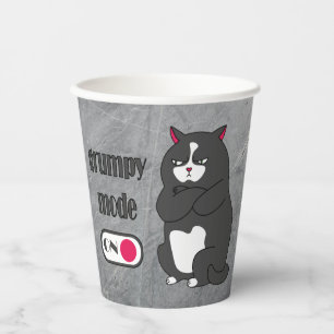 Grumpy mode on funny fat cat paper cups