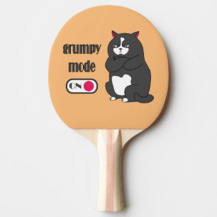 Grumpy mode on funny fat cat  ping pong paddle