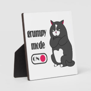Grumpy mode on funny fat cat plaque