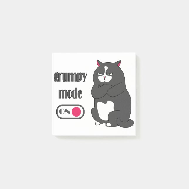 Grumpy mode on funny fat cat  post-it notes (Front)