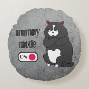 Grumpy mode on funny fat cat  round cushion