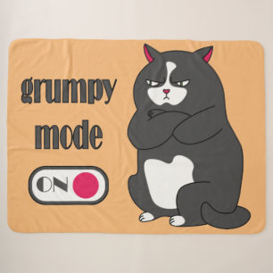 Grumpy mode on funny fat cat sherpa blanket