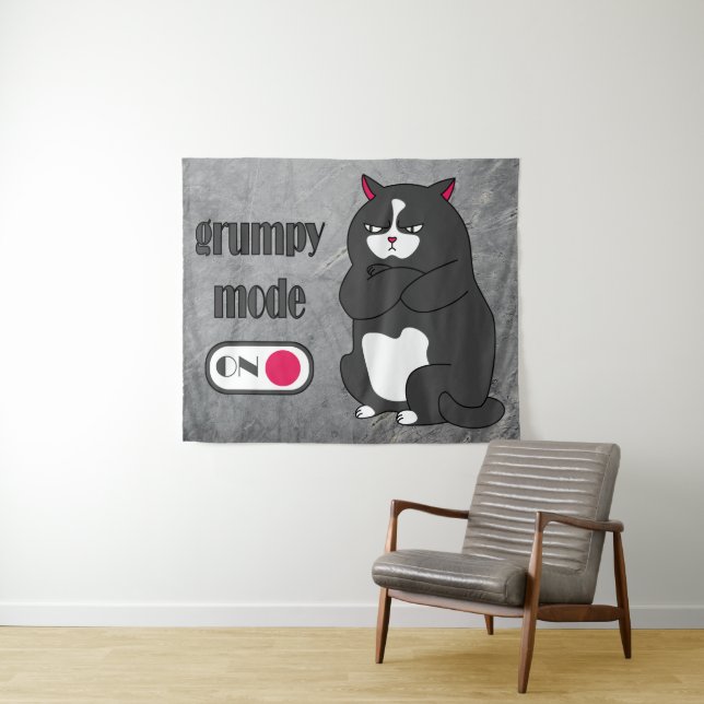 Grumpy mode on funny fat cat   tapestry (In Situ (Horizontal))
