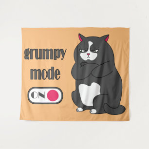 Grumpy mode on funny fat cat tapestry