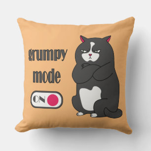 Grumpy mode on funny fat cat throw pillow