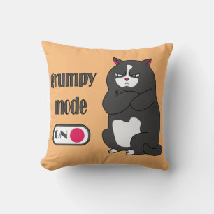 Grumpy mode on funny fat cat throw pillow