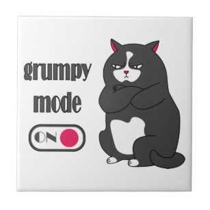 Grumpy mode on funny fat cat  tile